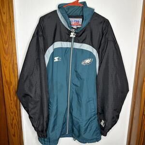 Vintage 90s Starter Pro Line Philadelphia Eagles Windbreaker Warm Up Jacket Xl